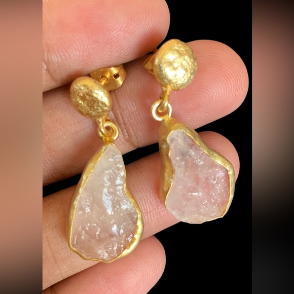 Jewelry - 18k gold plated with natural raw stone Earrings